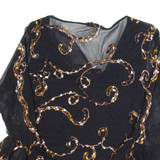 Y2K Womens Top Black V-Neck Long Sleeve 90s S