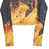 Fire Womens Printed Top Black Long Sleeve M