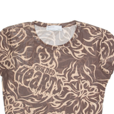 BERSHKA Y2K Womens Printed Top Brown S