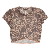 BERSHKA Y2K Womens Printed Top Brown S