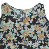 Mesh Sheer Womens Printed Top Black V-Neck Sleeveless Floral M
