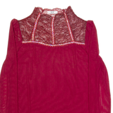 Womens Top Red High Neck Long Sleeve M