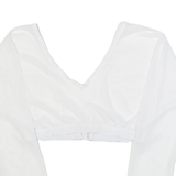 Womens Cropped Top White V-Neck Long Sleeve XS