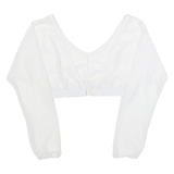 Womens Cropped Top White V-Neck Long Sleeve XS