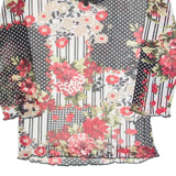 ELLY Mesh Womens Printed Top Black Long Sleeve Floral M