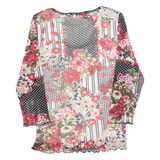 ELLY Mesh Womens Printed Top Black Long Sleeve Floral M