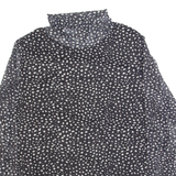 ESSENTIALS BY TCHIBO Womens Printed Top Black Roll Neck Long Sleeve Spotted L