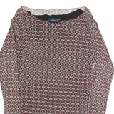 BLUE JOINT Mesh Womens Printed Top Red Long Sleeve Geometric L