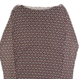 BLUE JOINT Mesh Womens Printed Top Red Long Sleeve Geometric L