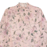 AMISU Mesh Womens Oversized Top Pink High Neck Long Sleeve Floral XS