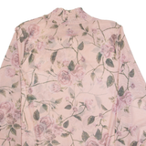 AMISU Mesh Womens Oversized Top Pink High Neck Long Sleeve Floral XS