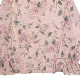 AMISU Mesh Womens Oversized Top Pink High Neck Long Sleeve Floral XS