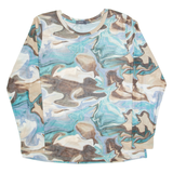 COOP Marble Womens Printed Top Blue Long Sleeve Crazy Pattern 2XL