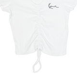 KARL KANI Ruched Womens Top White V-Neck S