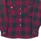 ARCTIC SOCIETY Mens Flannel Shirt Maroon Check Long Sleeve S
