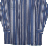 BREMO Mens Flannel Shirt Blue Striped Long Sleeve S