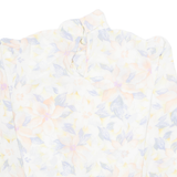 HELENE ST MARIE Sheer Womens Printed Blouse White 90s Floral M