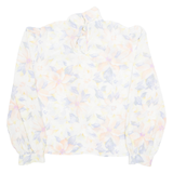 HELENE ST MARIE Sheer Womens Printed Blouse White 90s Floral M