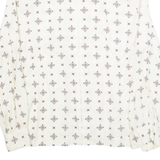 LIZ CLAIBORNE Petite Womens Printed Shirt Cream Collared 90s Spotted S