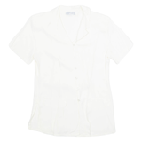 IMPRESSIONS Petite Womens Blouse Shirt Cream Collared 90s S