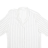 Womens Printed Shirt Cream Collared 90s Striped L