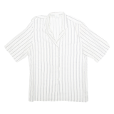 Womens Printed Shirt Cream Collared 90s Striped L