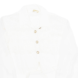 SAM Western Front Tie Womens Cropped Blouse Cream Collared 90s XL