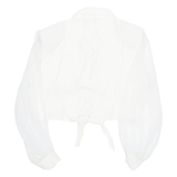 SAM Western Front Tie Womens Cropped Blouse Cream Collared 90s XL