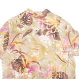 ALFRED DUNNER Womens Printed Shirt Brown Off Shoulder 90s Floral L