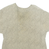 ELLEN TRACY Womens Printed Blouse Grey 90s Silk Herringbone M