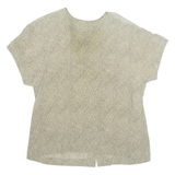 ELLEN TRACY Womens Printed Blouse Grey 90s Silk Herringbone M