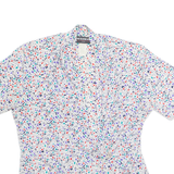 NOTATIONS Petite Womens Printed Blouse White V-Neck 90s Spotted S