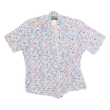 NOTATIONS Petite Womens Printed Blouse White V-Neck 90s Spotted S