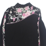 TOMMY N LOULOU Womens Printed Shirt Black Collared 90s Floral M