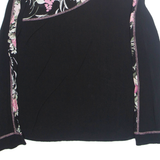 TOMMY N LOULOU Womens Printed Shirt Black Collared 90s Floral M