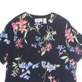 ALFRED DUNNER Womens Printed Shirt Black 90s Floral L
