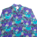 HERITAGE ROAD Womens Printed Blouse Blue High Neck 90s Crazy Pattern M