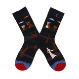 Anyfootwear 5 Pairs Size 5-9 Women Fashion Socks Combed Cotton Abstract Forest Oil Painting Print Novelty Funny Happy Crew Socks Colorful Casual Christmas Gift
