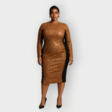 Cleopatra Chocolate Brown Vegan Leather Dress