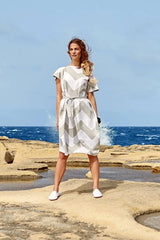 Venus Dress (White and Beige)