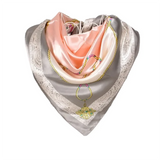 Anyyou Fashion Premium Satin Square Scarf – Grey Pink Silk-Feel Neckwrap for Women