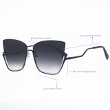 Vixen - Black Lens Black Frame Metal Cateye Sunglasses