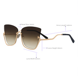 Vixen - Brown Lens Gold Frame Metal Cateye Sunglasses