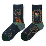 Anyfootwear 5 Pairs Size 5-9 Unisex Long Socks Cartoon Lion Woman Print Design Warm Winter Socks Comfortable Casual Foot Accessories