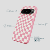 Bubblegum Pink Warped Checkers Google Pixel 10/10 Pro Case