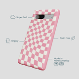 Bubblegum Pink Warped Checkers Google Pixel 7a Case