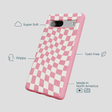 Bubblegum Pink Warped Checkers Google Pixel 7 Case