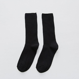 Anyfootwear 5 Pairs One Size 36-43 Black Retro Long Knitted Socks Cotton Autumn Winter Solid Color Warm Socks For Women Girls