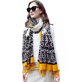 Anyyou 100% Merino Wool Mustard And Patterns Silk Satin Large Winter Scarf Pashmina Shawl Bandana Perfect For Women Ladies Fashion Style
