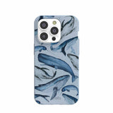 Powder Blue Whales iPhone 14 Pro Case